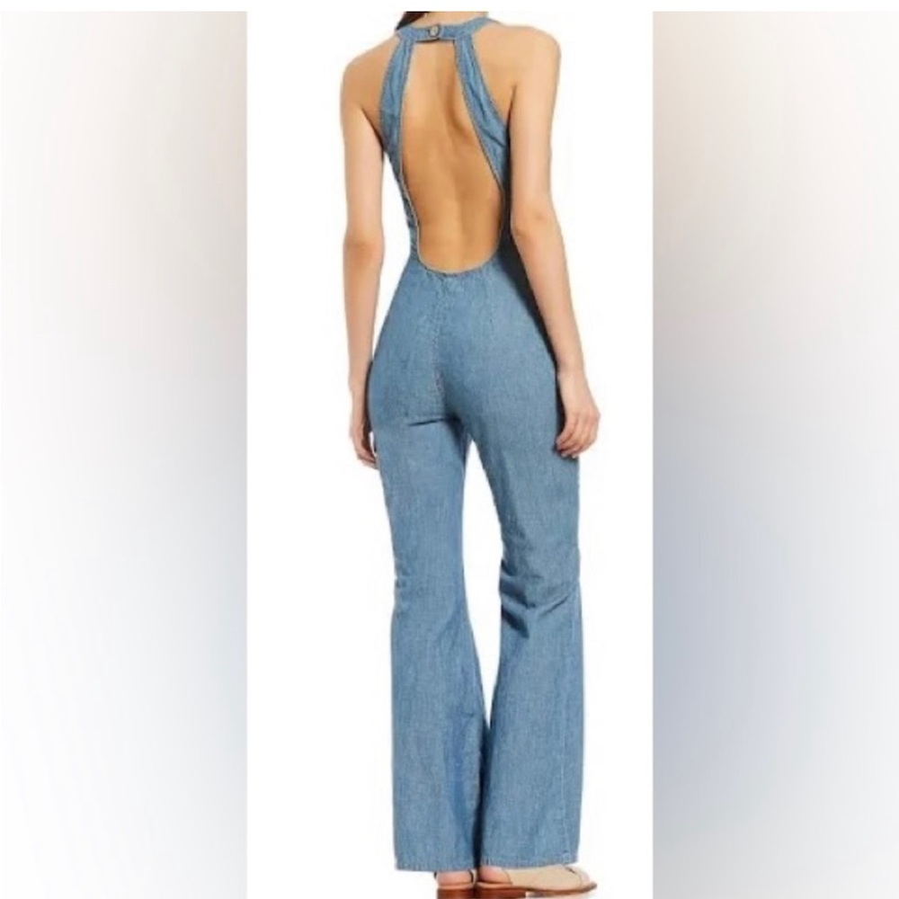 Super cute Free People “Dance All Night” flared open back jumpsuit